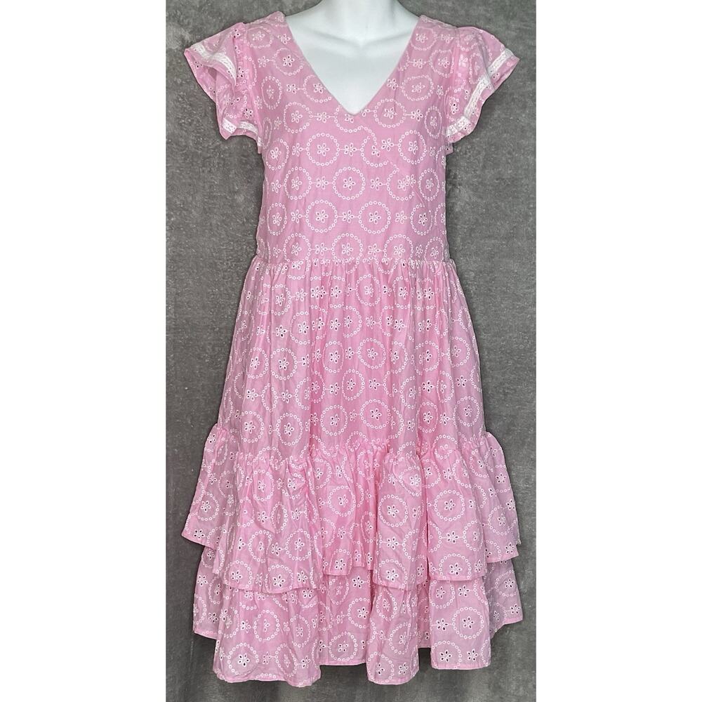 Simply Shabby Chic Pink Large Womens Dress Eyelet Cottagecore Tired NWT